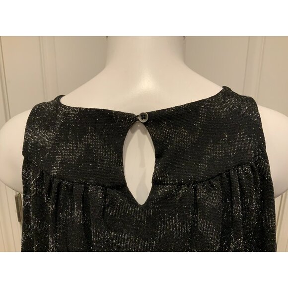 by Anthropologie Black & Metallic Silver Shimmering Tank Top, Size XS - Picture 8 of 9